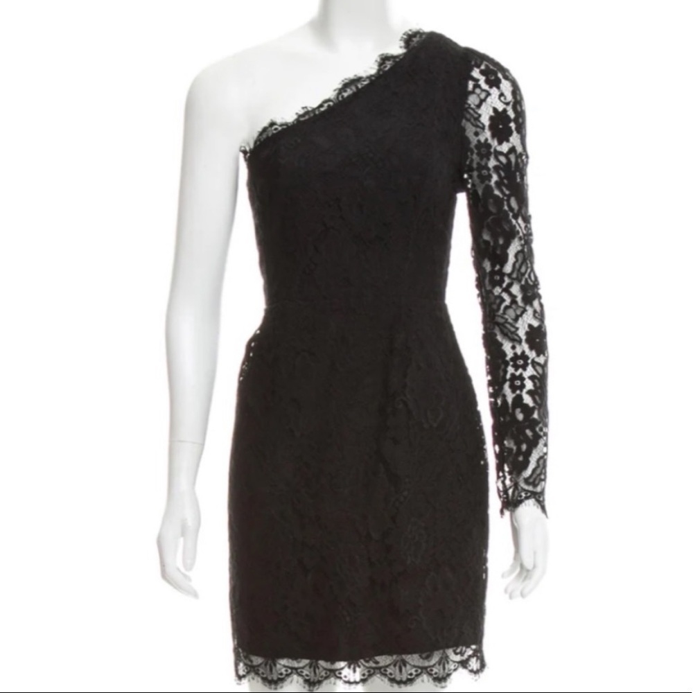 Madison Marcus one shoulder lace dress